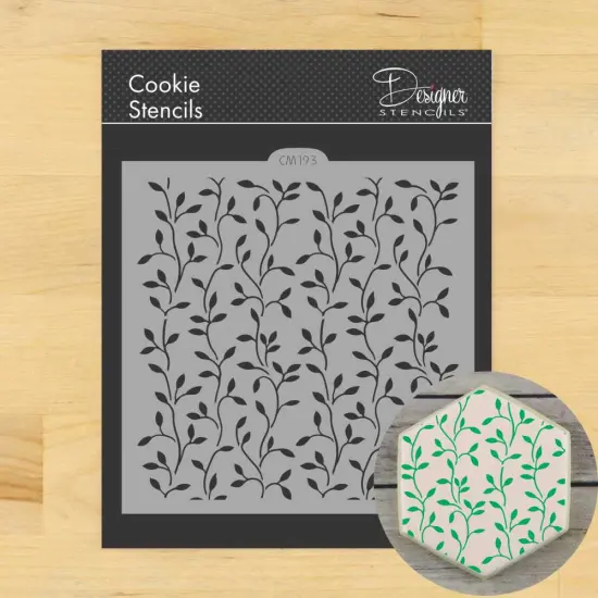 Climbing Vine Cookie & Craft Stencil | CM193 by Designer Stencils | Cookie Decorating Tools | Baking Stencils for Royal Icing, Airbrush, Dusting Powder | Craft Stencils for Canvas, Paper, Wood | Reusable Food Grade Stencil {1}