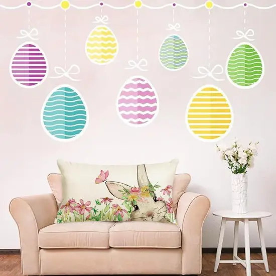 Happy Easter Pillow Covers 12x20in Lovely Double - Sided HD Print Cover Easter Bunny Spring Pillow Covers Case for Indoor Sofa Easter Decorations {5}