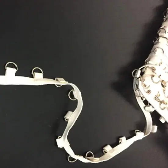 3/4 Inch White Vinyl D Ring Eyelet Tape with Silver Buckle by the Yard {6}