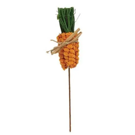 Orange Velvet Carrot Pick 11.5 inch Decorative Carrot Bundle with Raffia Bow {1}
