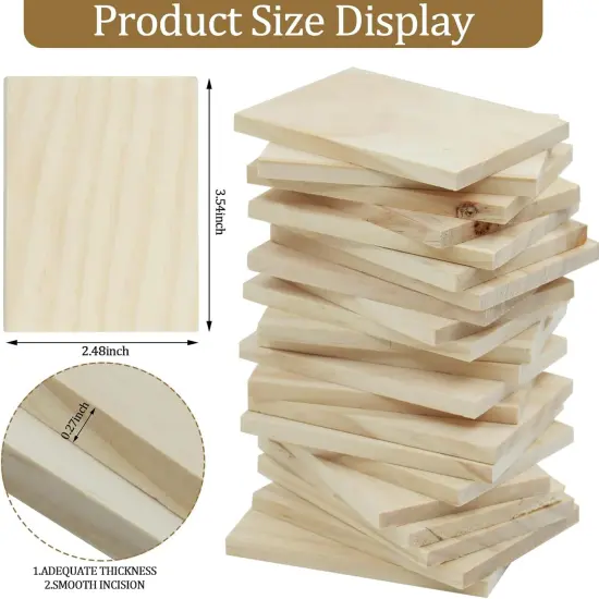 30PCS Wooden Squares for Crafts, 1/4 Inch Thick,Wood Burning, Painting (2.5 x 3.5 inch) {2}