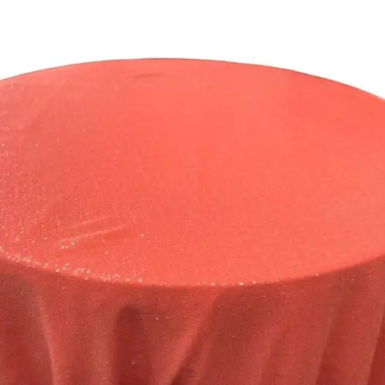1 Yard Glitz Sequin Tablecloth Round 120 Inch Sparkling Polyester Linen for Weddings and Events Coral {1}