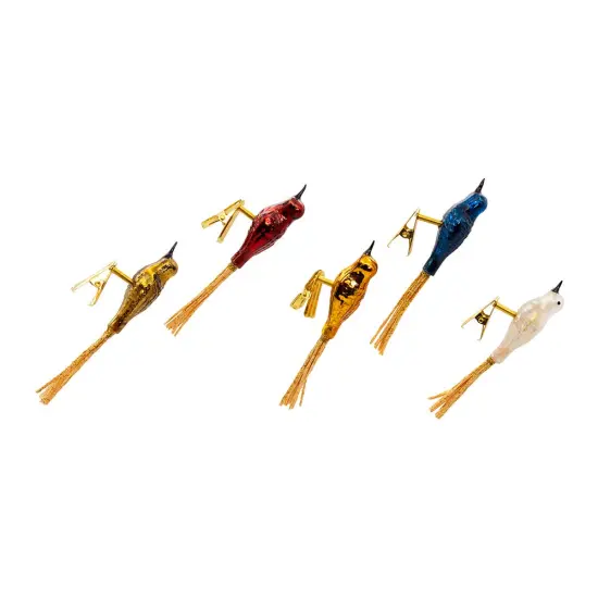 Glass Vintage Clip-On Bird Ornaments - 5 Piece Set {3}