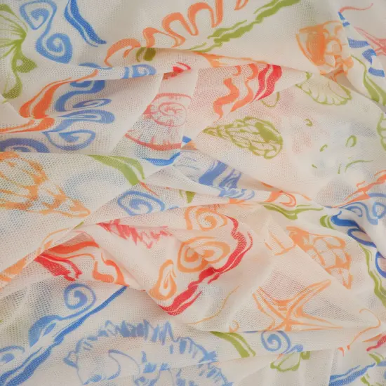 1 Yard Digital Under The Sea Mesh Knit Fabric, 56/58&Prime; Wide Polyester Spandex Blend PINK MULTI {2}