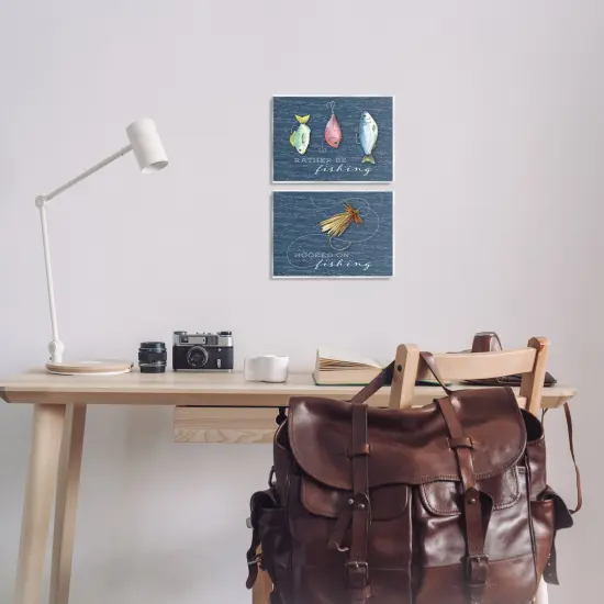 Stupell Industries Recreational Fishing Phrases 2pc Wall Plaque Set By Holly Thomas Stein {2}