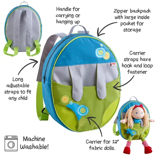 HABA Baby Doll Backpack Carrier &ndash; Soft Baby Doll Carrier for Little Girls Summer Meadow DesignFits 13&rdquo; Dolls for Ages 3+ Multicolor {4}
