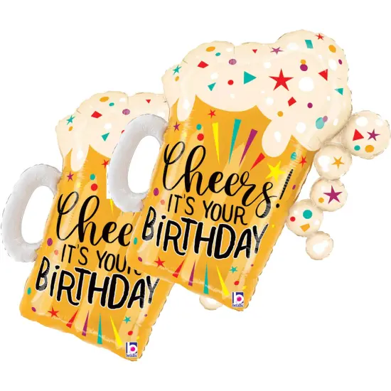 Betallic&reg; 27 Inch Happy Birthday Fun Confetti Beer Foil Mylar Balloon {1}