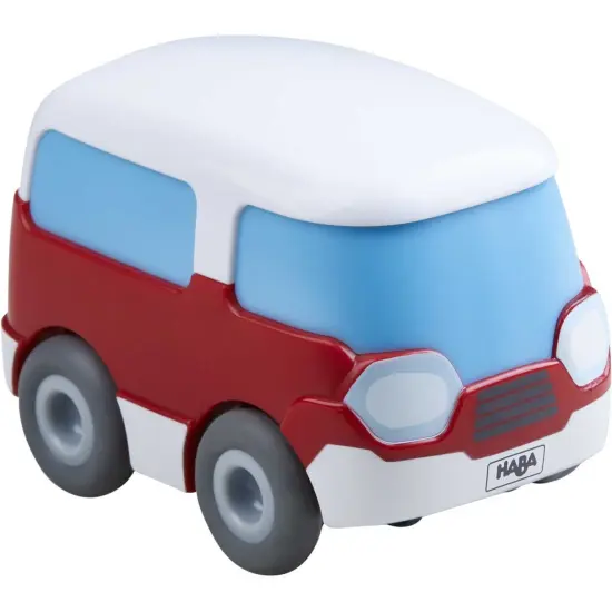 HABA Toddler Car Toy with Momentum Motor - Kullerbu Red Mini Bus, Push and Go Cars for Kids Ages 3-5, Bus Toys for Ages 2 Years Old and Up Multicolor {1}