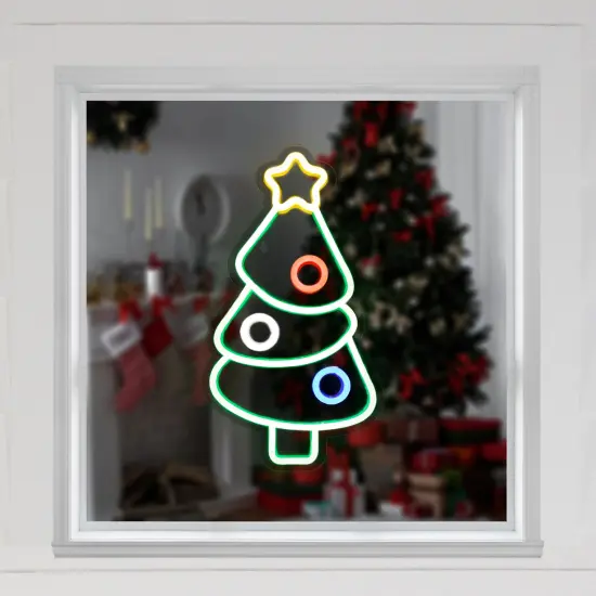 Northlight Christmas Tree LED Neon Lighted Wall or Window Decoration - 15" Multi {1}
