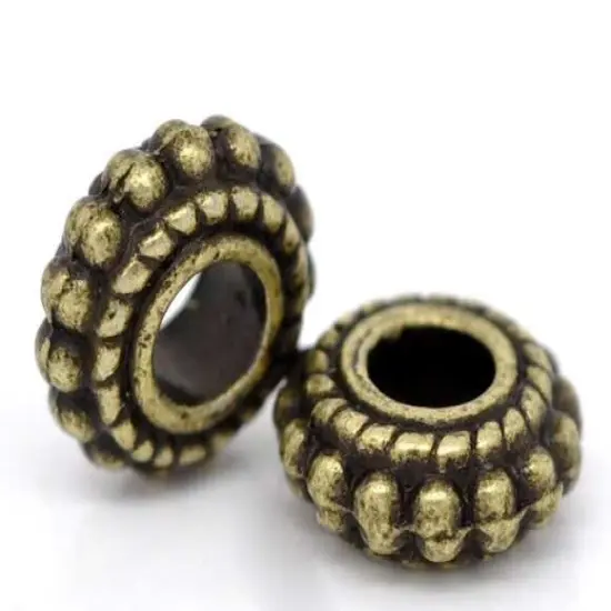 *100* 8x3mm Antique Bronze Large Hole Wheel Spacer Beads {3}
