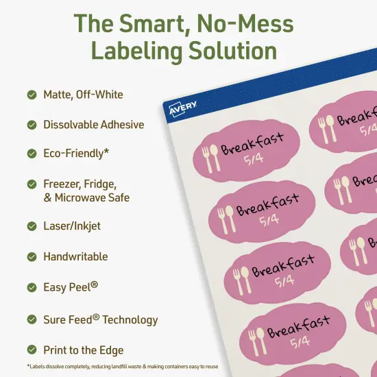 Avery Dissolvable Labels, 1-1/8" x 2-1/4" Oval Scalloped {2}