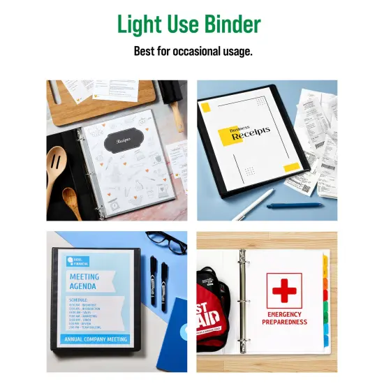 Office Essentials Economy View 3 Ring Binders, 1.5" Round Rings, 2.1" Spine, 275-Sheet Capacity, Black Binders (12-Pack of 03427) {5}