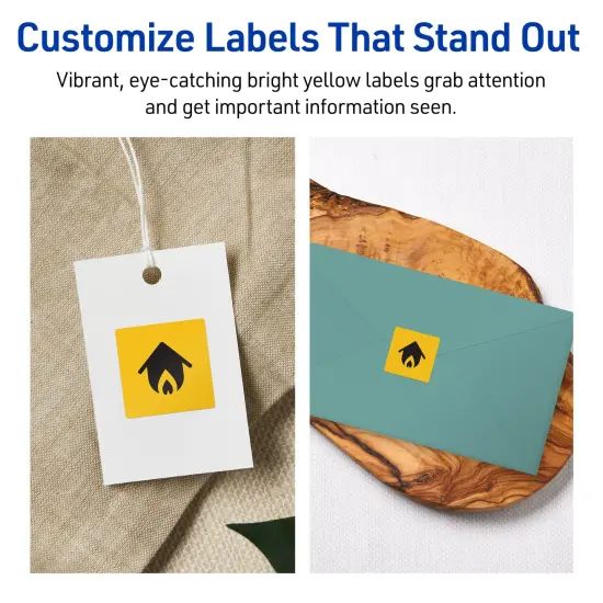 Avery Bright Yellow Paper Labels, 1" x 1" Square {3}