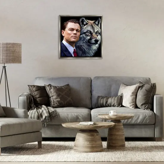 Stupell Industries Leonardo with Wolf Framed Floater Canvas Wall Art Design by Birch & Ink {2}