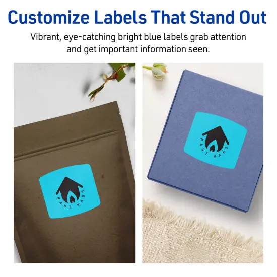 Avery Bright Blue Paper Labels, 2" x 2-3/16" Arched Square {3}