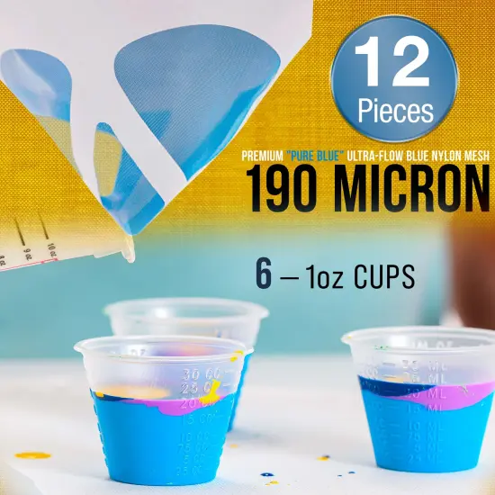 Epoxy Resin Paint Mixing Cups Plastic Liquid Measuring Essentials Supplies Kit - Disposable Plastic, Lids, Paint Sticks, Mini Mixing Paddles, Auto Paint Strainers & Paint Can Opener {4}
