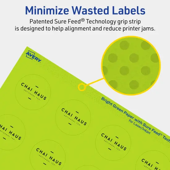 Avery Bright Green Paper Labels, 1.5" Diameter Round {4}
