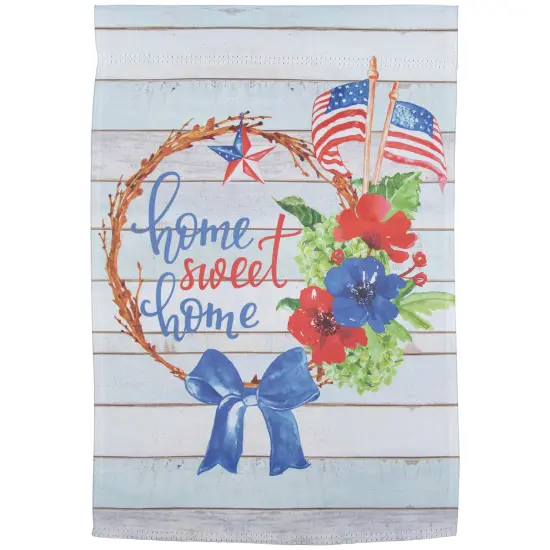 Northlight Home Sweet Home Wreath Patriotic Outdoor Garden Flag - 18" x 12.5" Red {3}