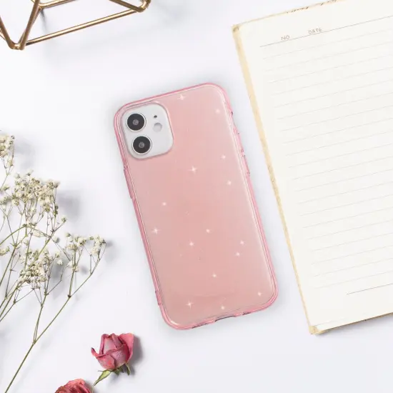 Insten Glitter Case for iPhone 12 Mini Case 5.4 Inch, Soft TPU Sparkle Protective Cases, Shock Absorption, Crystal Clear Pink Bling Shinny Slim Cover for Women Girls {6}