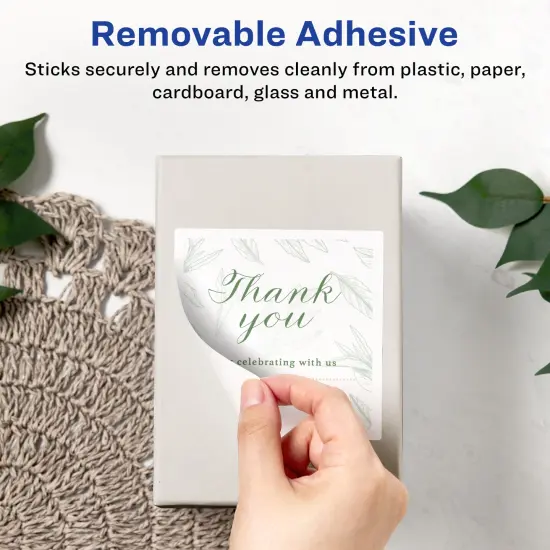 Avery Matte White Removable Square Labels with Sure Feed Technology, 4" x 4" {2}