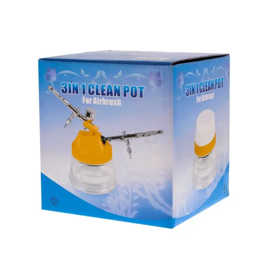 3-in-1 Airbrush Cleaning Pot with Holder; Cleans and Holds Air Brush, Color Palette Lid {5}