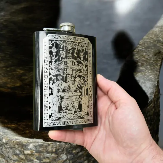 8oz BLACK Mayan Astronaut Flask {5}