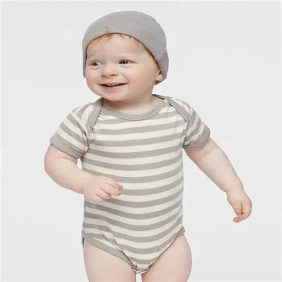 Rabbit Skins&reg; Infant Baby Rib Bodysuit Short Sleeve Natural {1}