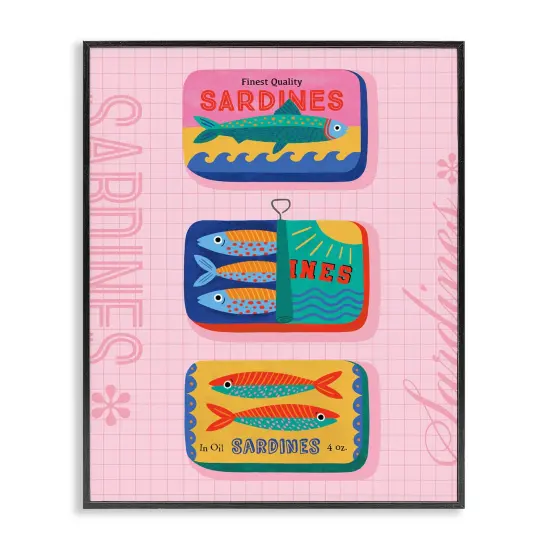 Stupell Industries Bright Sardine Can Designs Framed Giclee Wall Art Design by Nina Seven {1}