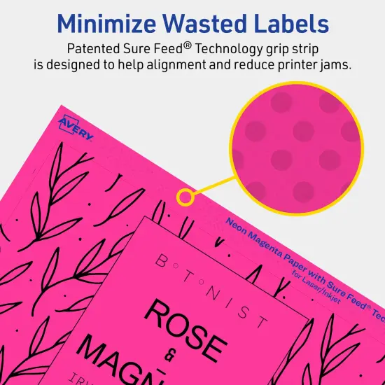 Avery Neon Magenta Paper Labels, 4.75" x 7.75" Rectangle {4}