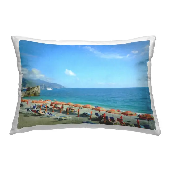 Summer Ocean Horizon Design by GraffiTee Studios Throw Pillow {1}