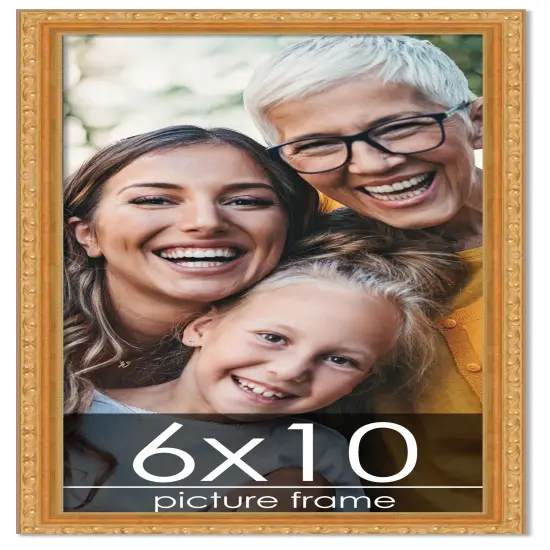 6x10 Museum-Quality Picture Frame with UV-Resistant Acrylic & Acid-Free Backing, Available in 4 Finishes - Gold, Silver, Bronze, and Black {1}