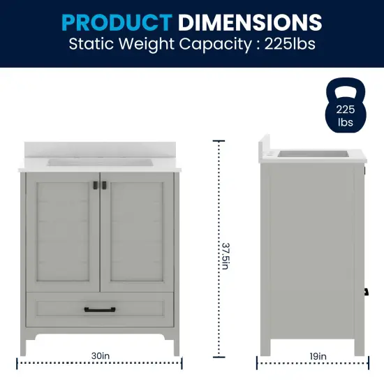 Merrick Lane Argos Single Sink Bathroom Vanity with Undermount Basin, Soft-Close Cabinet, Easy-Glide Drawer, and Carrara Marble Finish Countertop {10}