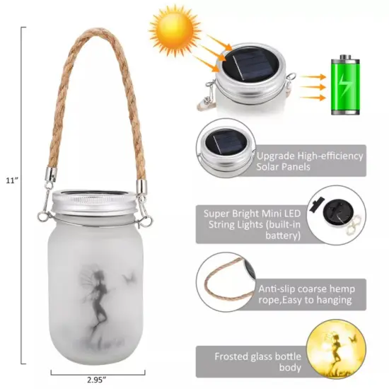 Kitcheniva Christmas Solar Lanterns Fairy Solar Jar Lamps 2 Pcs {2}