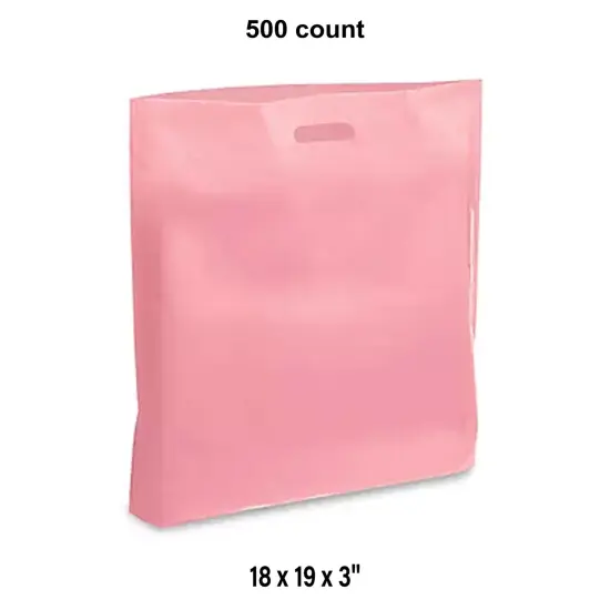 Sustainable Die Cut Handle Bags for 18 x 19 x 3" Pink {1}