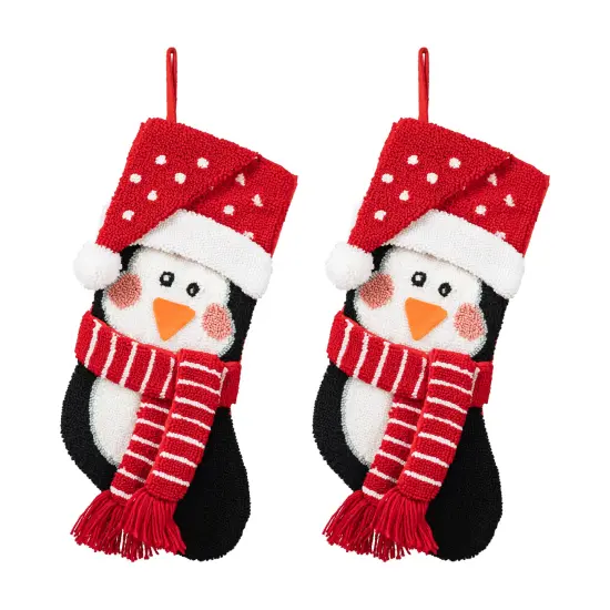 Set of 2 19.00"L Chrismas Decor Hooked Stockings 2pk Penguin {6}