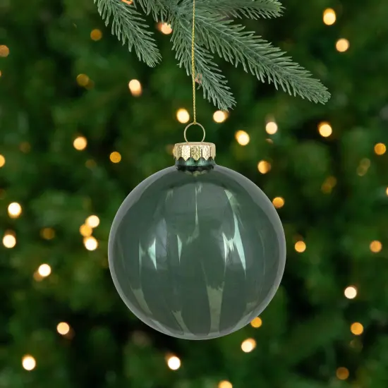 Northlight Shiny Brush Stroke Glass Christmas Ball Ornament - 4" - Green {1}
