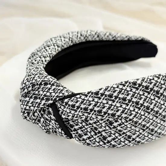 Wrapables Wide Knotted Headbands, Top Knot Headbands for Women and Girls, Black Tweed {5}