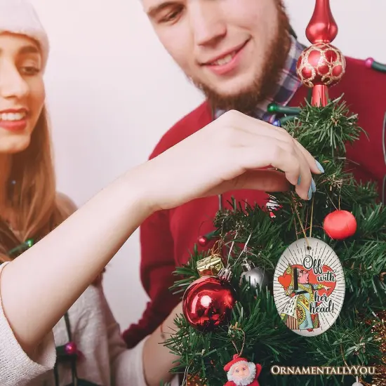 Queen of Heart Off with Her Head Ornament, Funny Vintage Christmas Decor {6}