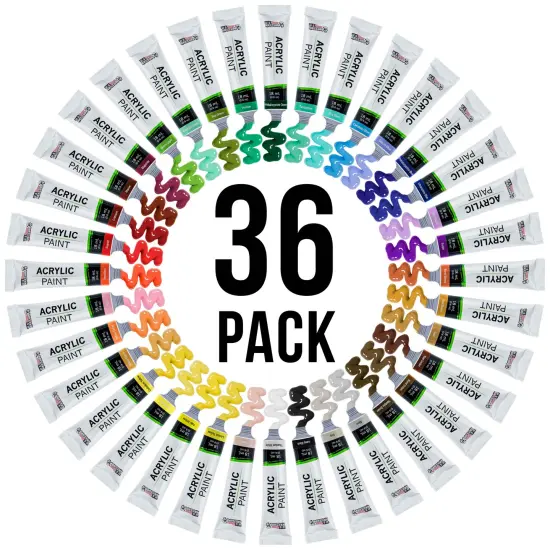 Professional 36 Color Set of Acrylic Paint in Large 18ml Tubes - Rich Vivid Colors for Artists, Students, Beginners - Canvas Portrait Paintings {4}