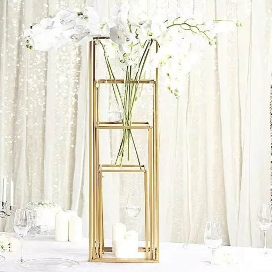 4 pcs Geometric Gold Metal Stands Flower Vase Holders Wedding Party Centerpieces {3}