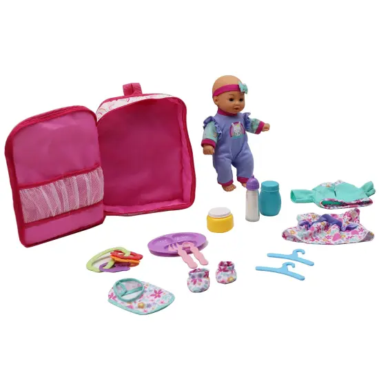 Dream Collection: 12" Baby Doll Backpack Set - Rainbow & Bunny - Change Of Outfit & 10 Accessories, Pretend Play, Kids Ages 2+ {5}