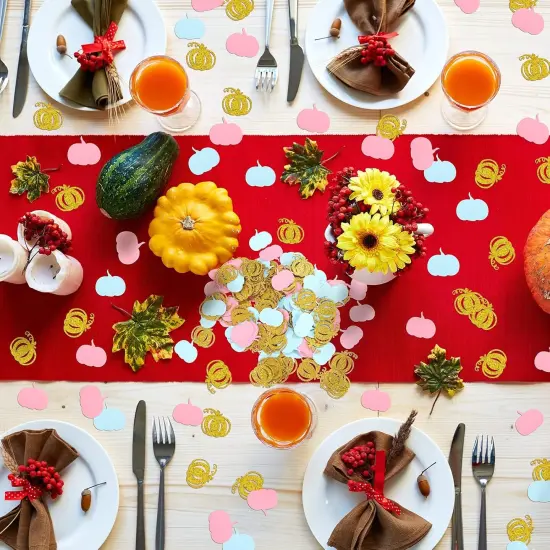 500 Pcs Fall Gender Reveal Decorations Pumpkin Confetti {2}