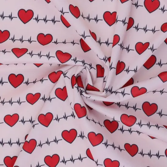 Mook Fabrics Cardio Heart Printed PUL Fabric [60 in. Wide] White - By The Yard {2}