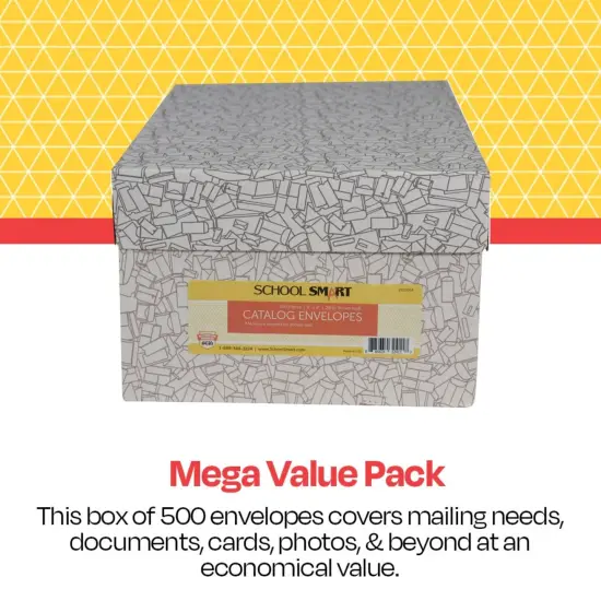 School Smart No Clasp Envelopes with Gummed Flap, 6 x 9 Inches, Kraft Brown, Pack of 500 {4}