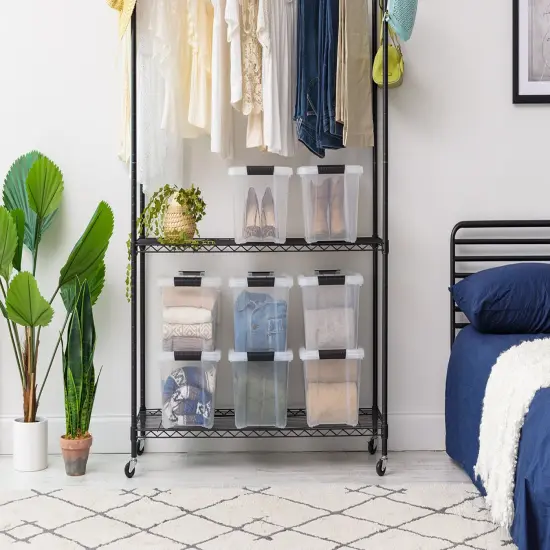 IRIS USA 20 Qt. Plastic Storage Bins with Lids, Clear, Latching, Stackable, Totes 6Pk {5}