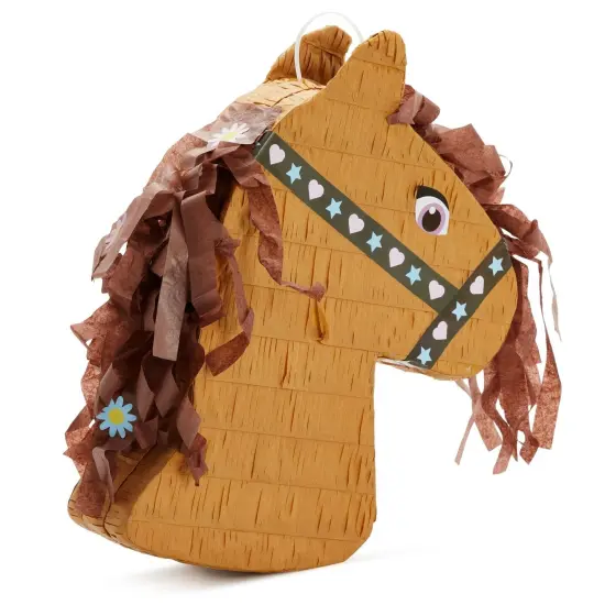 Pony Design Pinata for Horse Themed Cowgirl Birthday Party Supplies, Small (12x16x3 in), For Ages 3+ Brown {6}
