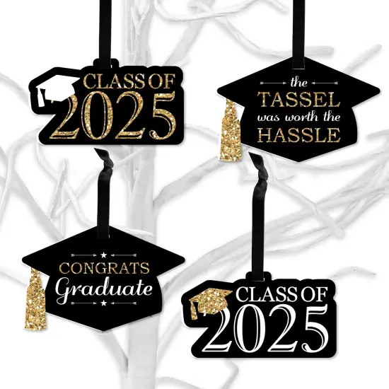 Big Dot of Happiness Tassel Worth The Hassle - Gold - 2025 Graduation Decorations - Tree Ornaments - Set of 12 {1}