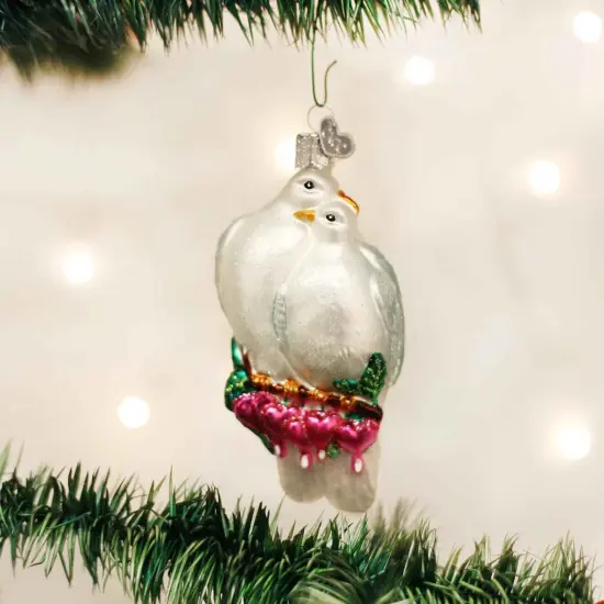 Old World Christmas 4.5 Inch Love Birds Tree Ornament , Doves Sacred Symbol Peace White {3}