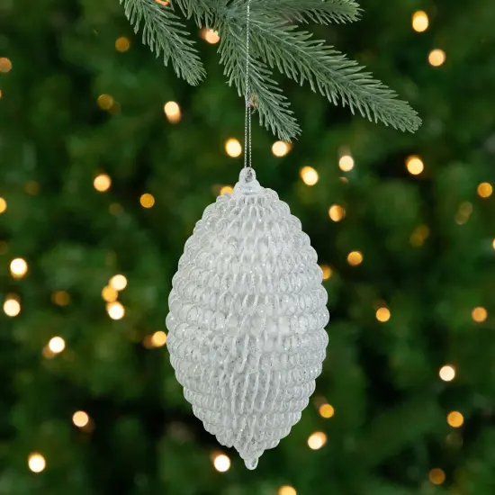Northlight Glitter Finial Christmas Ornament - 5.5" - White {1}