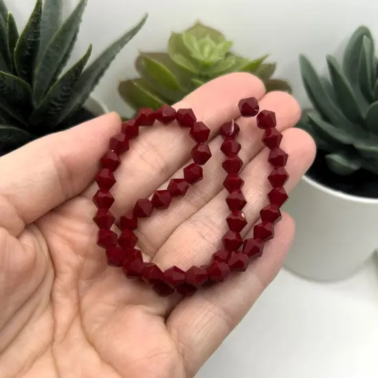 1 or 4 Strands 6x6mm Opaque Red Bicone Beads, Imitation Crystal, Grade AA {3}